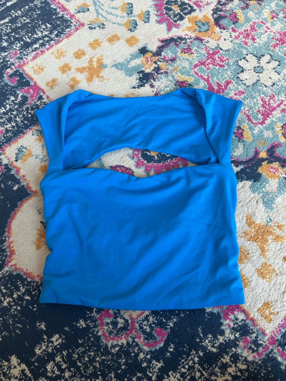 SHEIN Bright Blue Cutout Crop Top